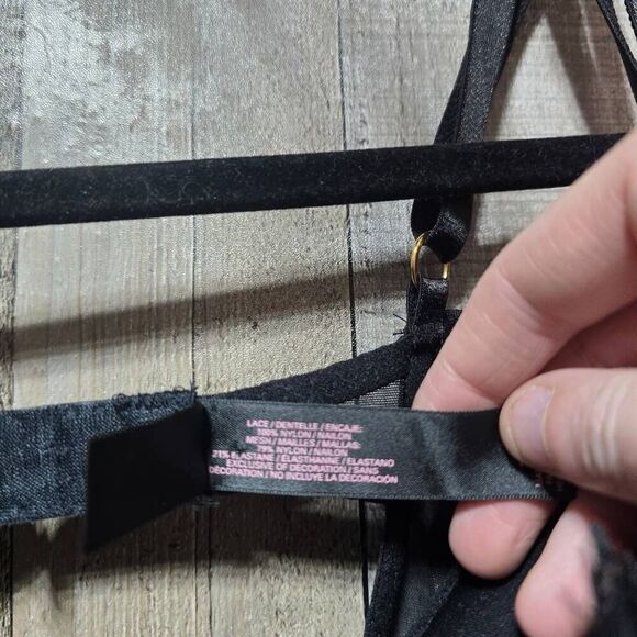 Victoria's Secret Black Lace Mesh Embellished Bustier Corset 36C - Picture 6 of 6